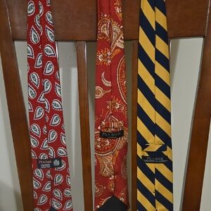 Jos. A. Bank Red Paisley and Yellow Striped Ties